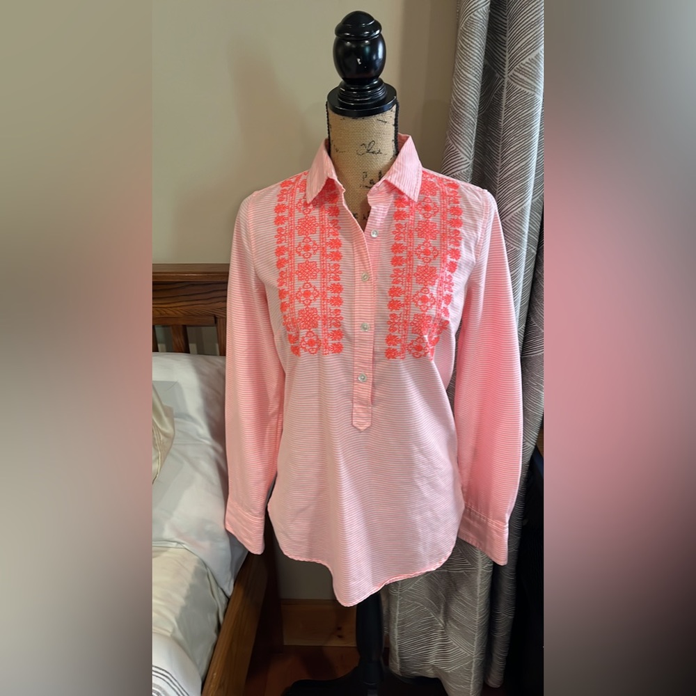 J Crew Pink and Cream Rodeo Shirt - Size 2